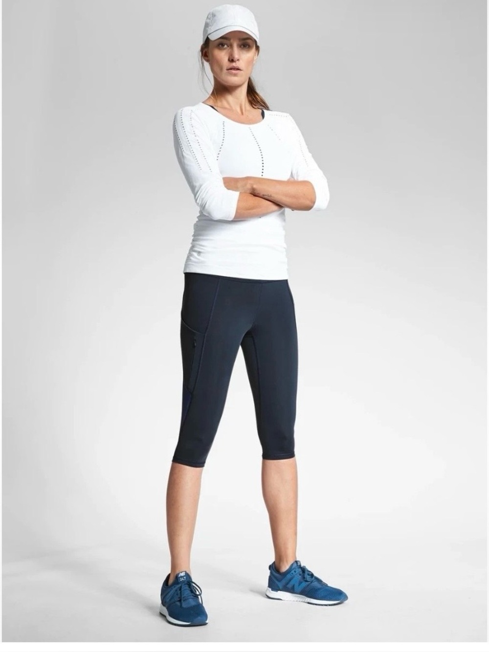 Athleta Foothill Long Sleeve Top, white  S                   #211280 stretchy